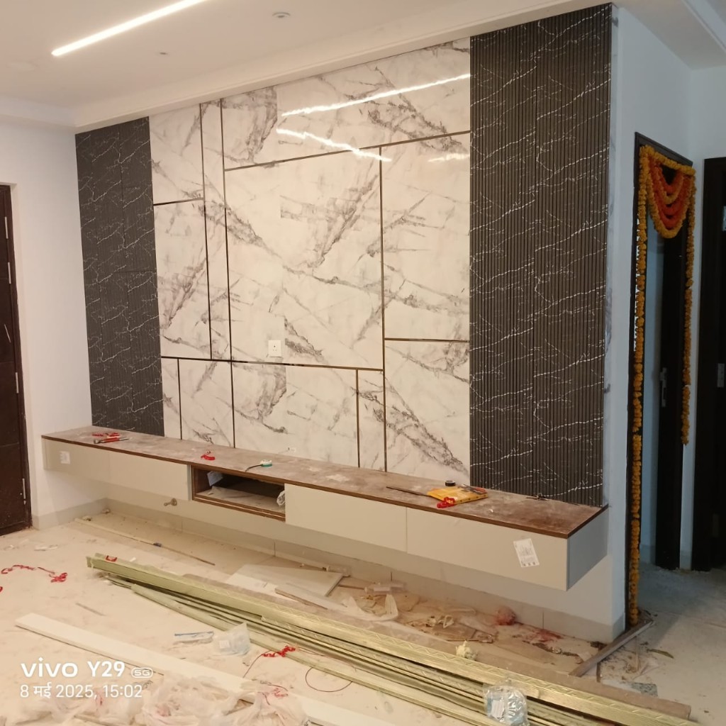 Custom false ceiling with integrated LED lighting