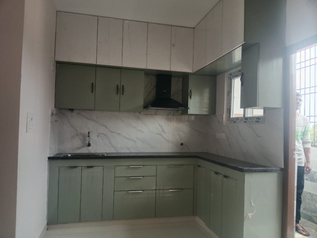 Decorative glass cabinet with custom wood frame